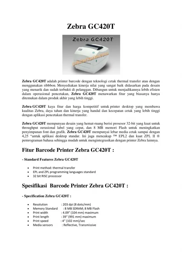 Printer Zebra GC420t