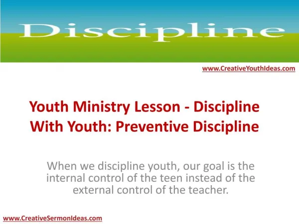 Youth Ministry Lesson - Discipline With Youth: Preventive Discipline