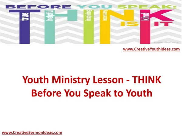 Youth Ministry Lesson - THINK Before You Speak to Youth