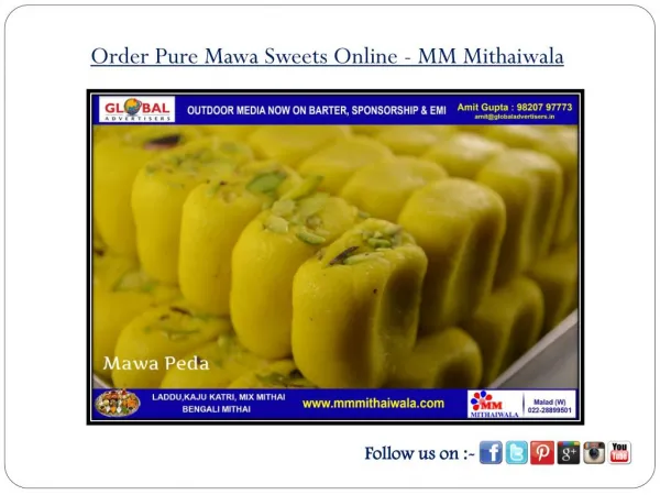 Order Pure Mawa Sweets Online- MM Mithaiwala