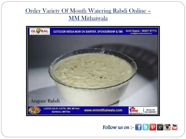 Order Variety Of Mouth Watering Rabdi Online- MM Mithaiwala