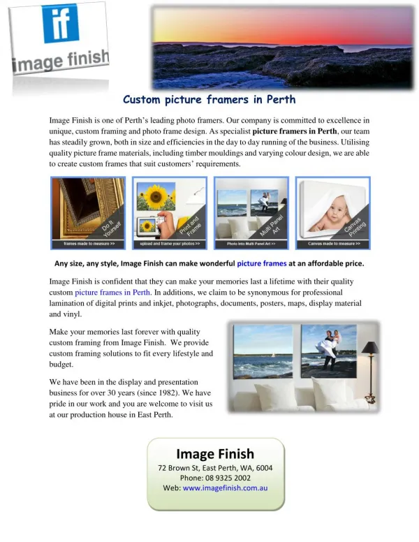 Custom picture framers in Perth