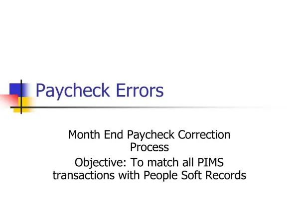 Paycheck Errors