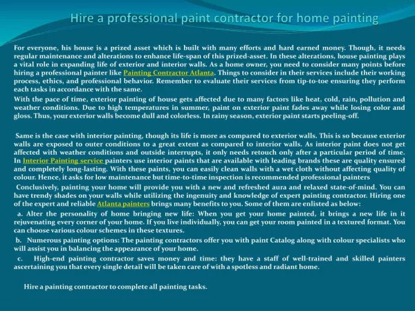 Hire a professional paint contractor for home painting