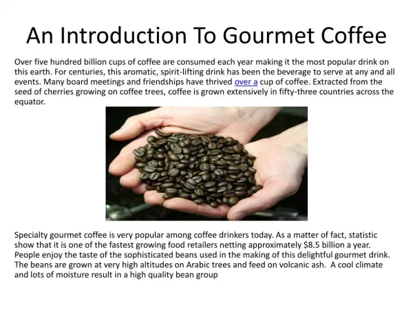 An Introduction To Gourmet Coffee