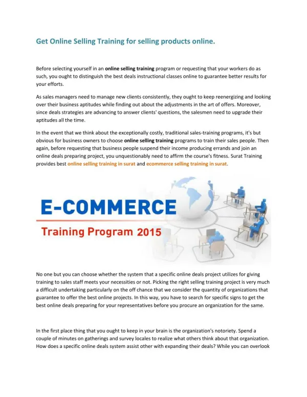 Get Online Selling Training for selling products online