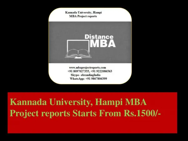 Kannada University, Hampi MBA Project reports Starts From Rs.1500/-