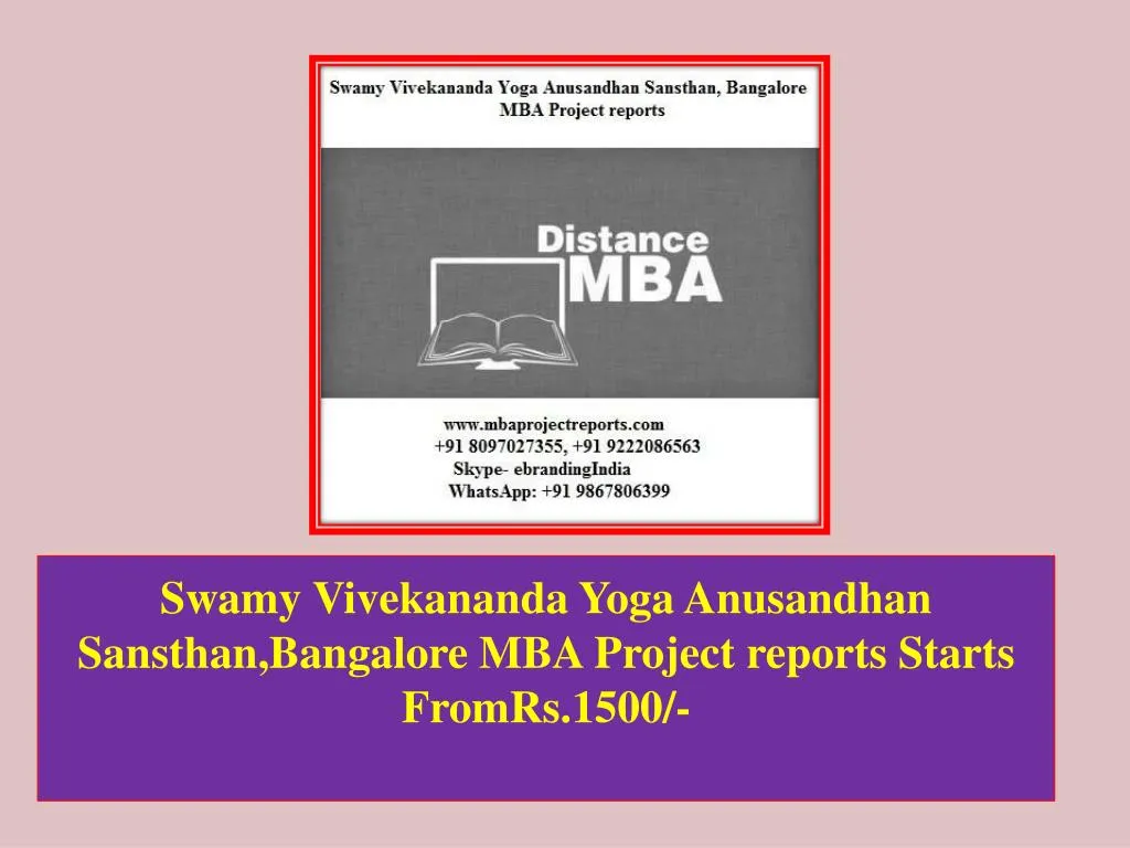 swamy vivekananda yoga anusandhan sansthan bangalore mba project reports starts fromrs 1500