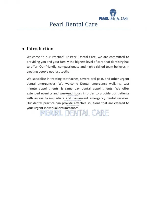 Pearl Dental Care Specialites
