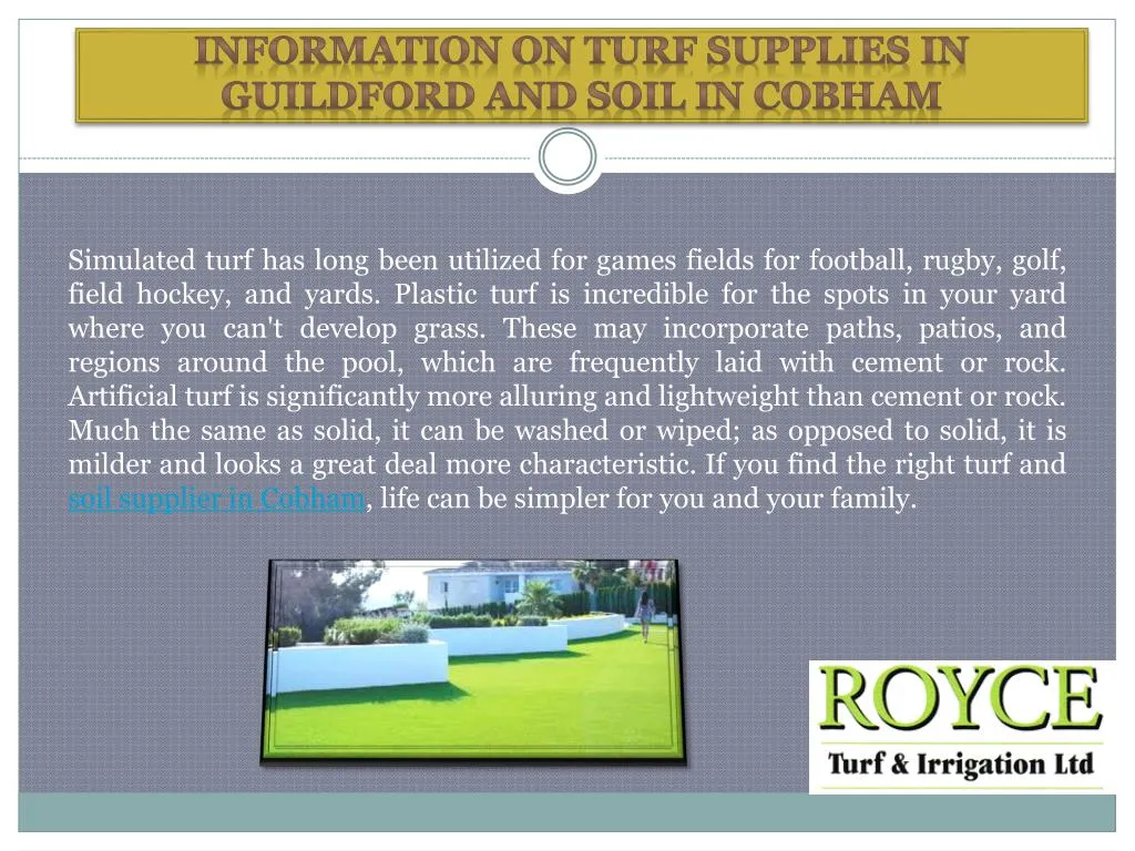 information on turf supplies in guildford and soil in cobham