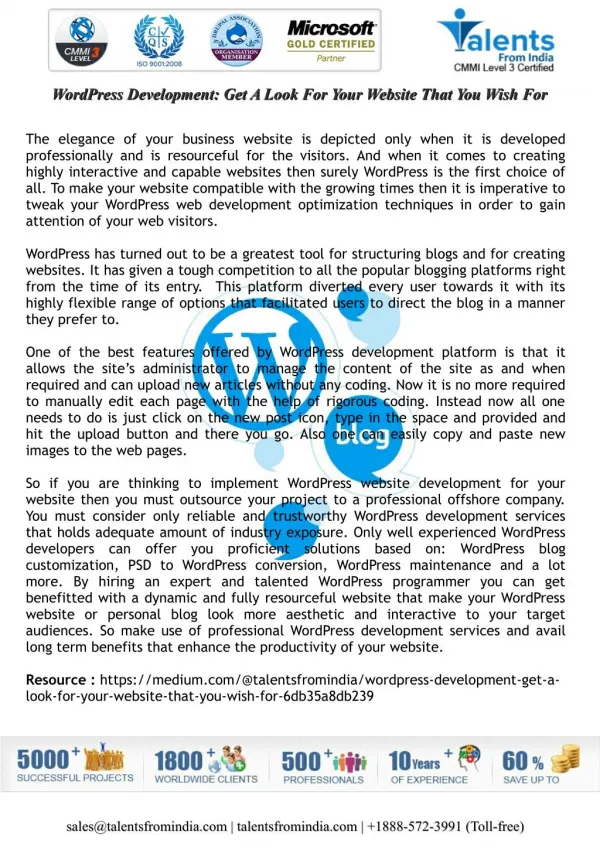 WordPress Development: Get A Look For Your Website That You Wish For