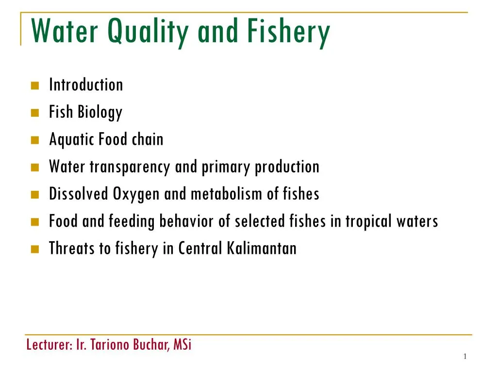 water quality and fishery
