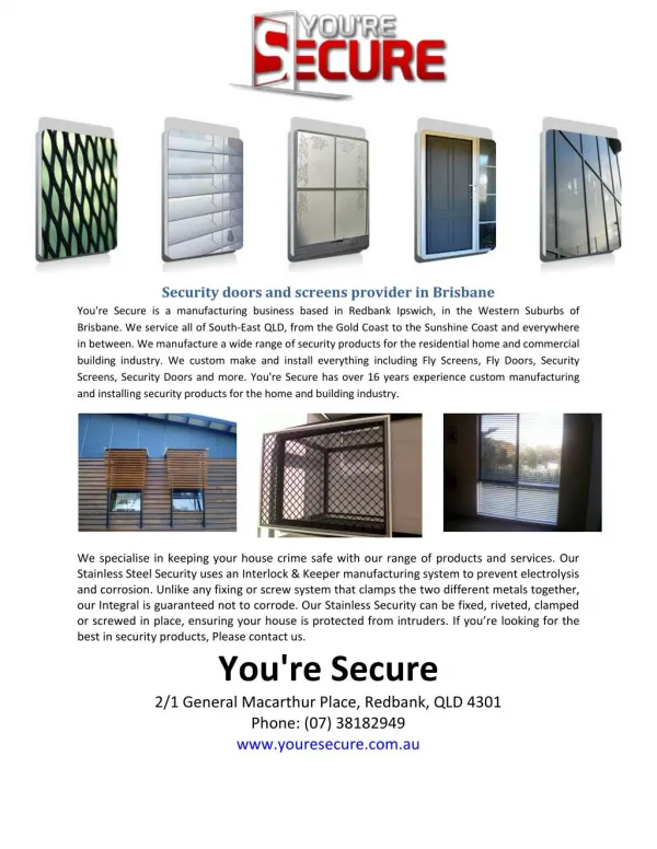 Security doors and screens provider in Brisbane