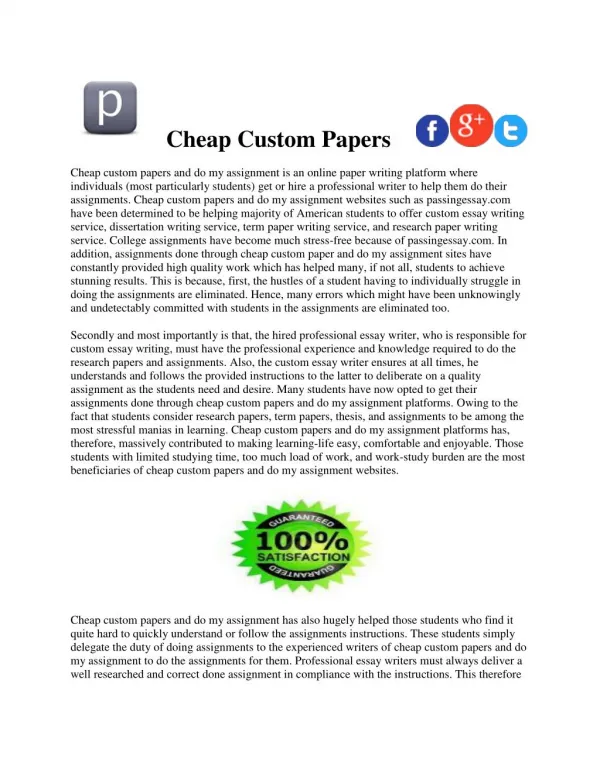 Cheap Custom Papers