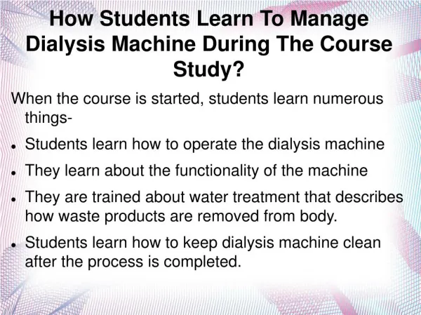 What Topics Are Included in Dialysis Technician Training?