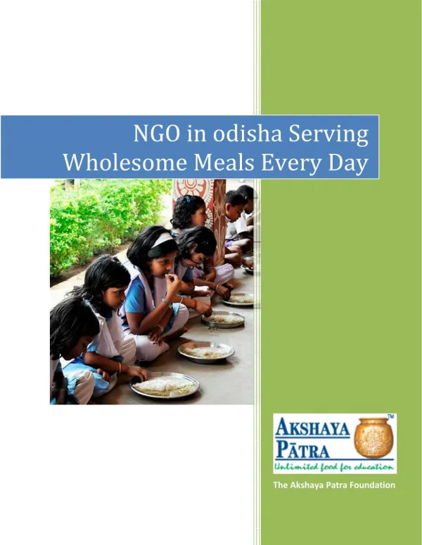 NGO in Odisha Serving Wholesome Meals Every Day