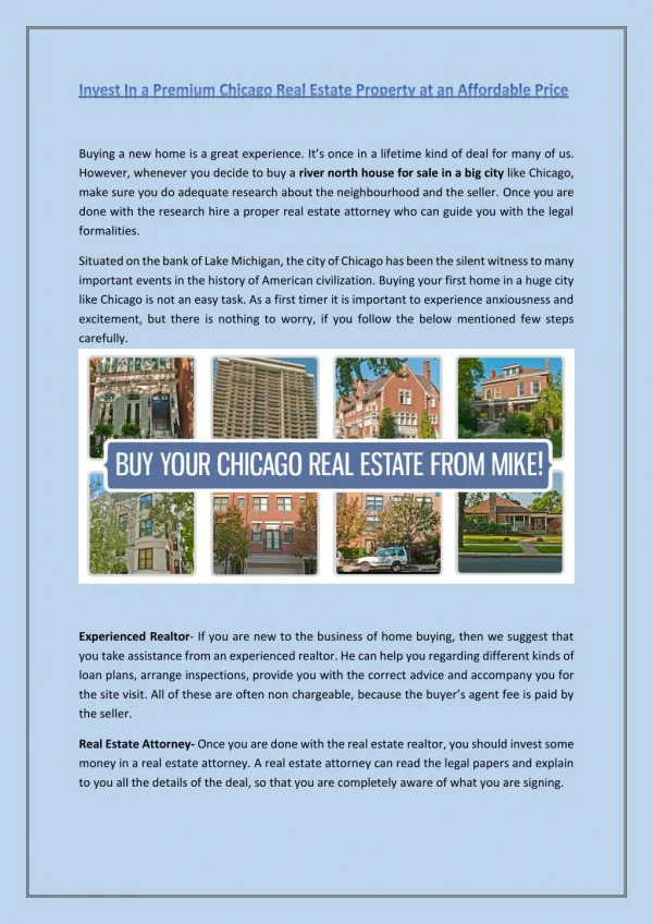 Invest In a Premium Chicago Real Estate Property at an Affordable Price