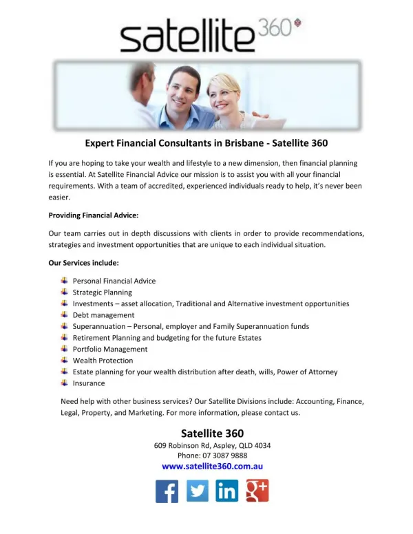 Expert Financial Consultants in Brisbane - Satellite 360