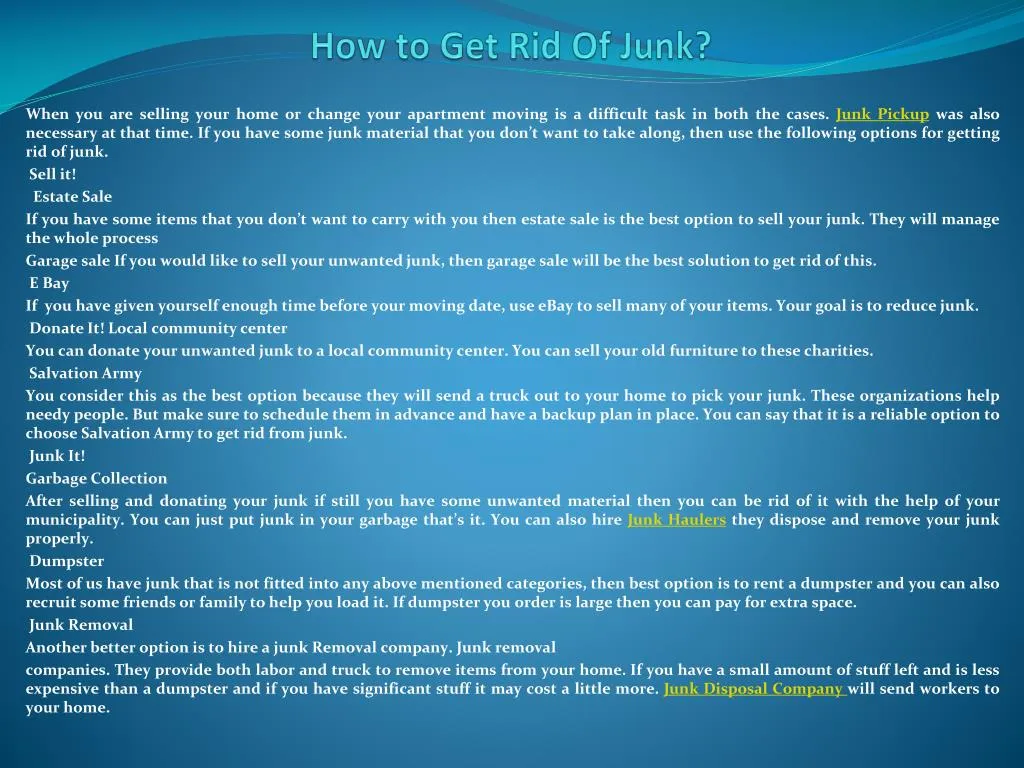 how to get rid of junk