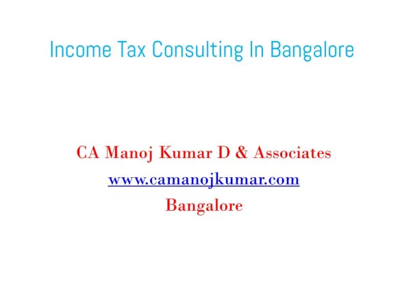 Income Tax Consultants in Bangalore