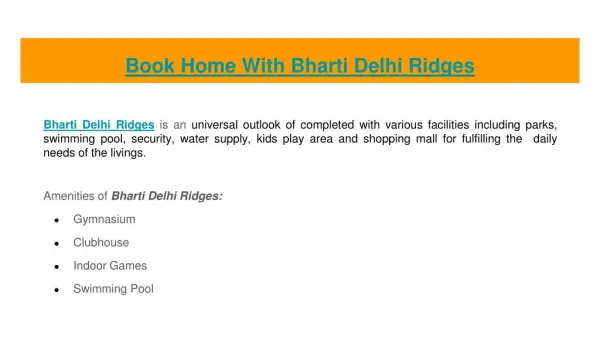 Book Home With Bharti Delhi Ridges
