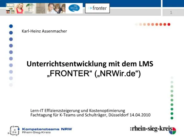 Unterrichtsentwicklung mit dem LMS FRONTER NRWir.de