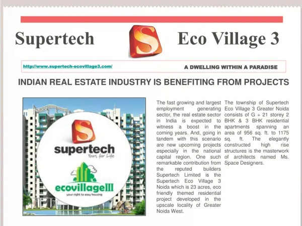 Supertech, Eco Village 3, greater noida, extension west