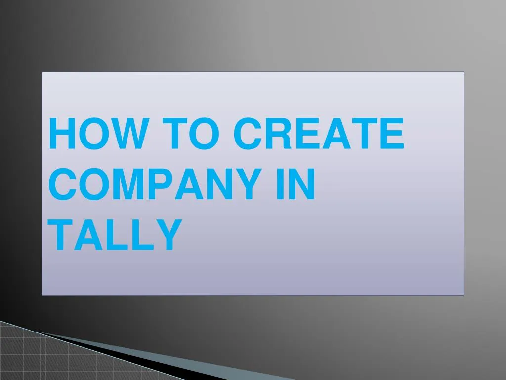 how to create company in tally