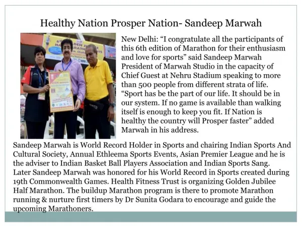 Healthy Nation Prosper Nation- Sandeep Marwah