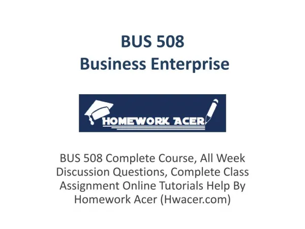 BUS 508 Business Enterprise Assignment