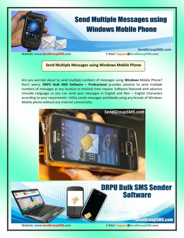 Send Messages using Windows Mobile Phone