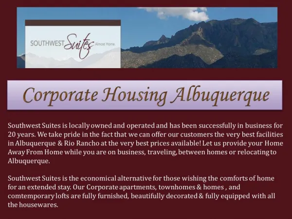 Corporate Housing Albuquerque