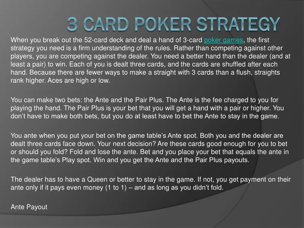 3 card poker strategy