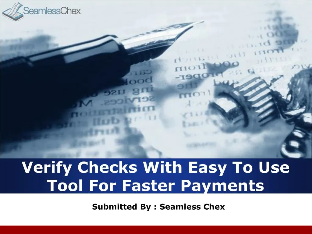 verify checks with easy to use tool for faster payments