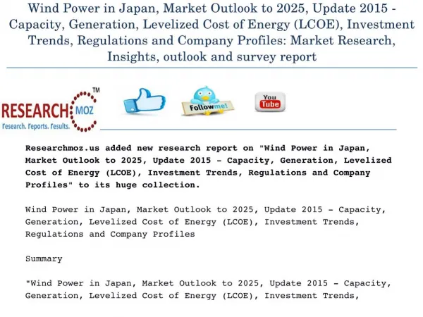 Wind Power in Japan, Market Outlook to 2025