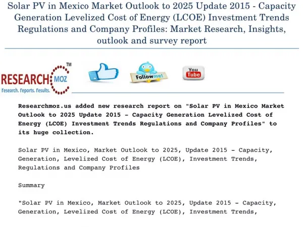 Solar PV in Mexico Market Outlook to 2025