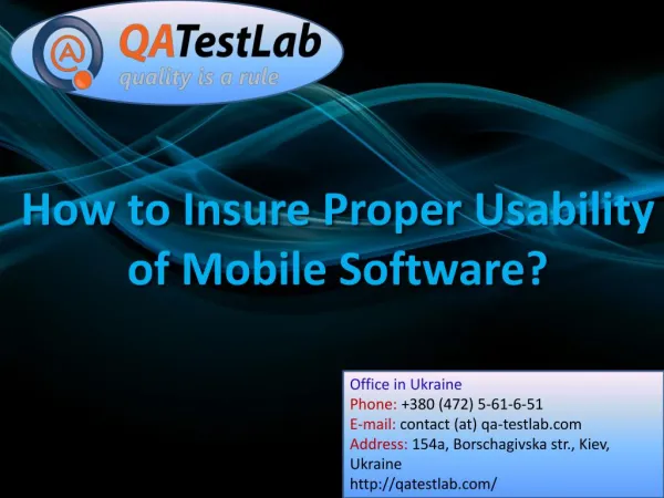 How to Insure Proper Usability of Mobile Software?
