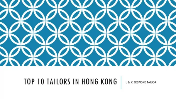 Top 10 Tailors in Hong Kong