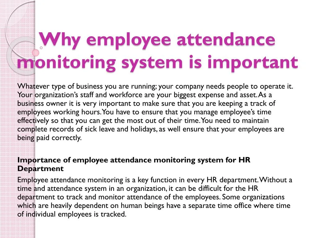 why employee attendance monitoring system is important