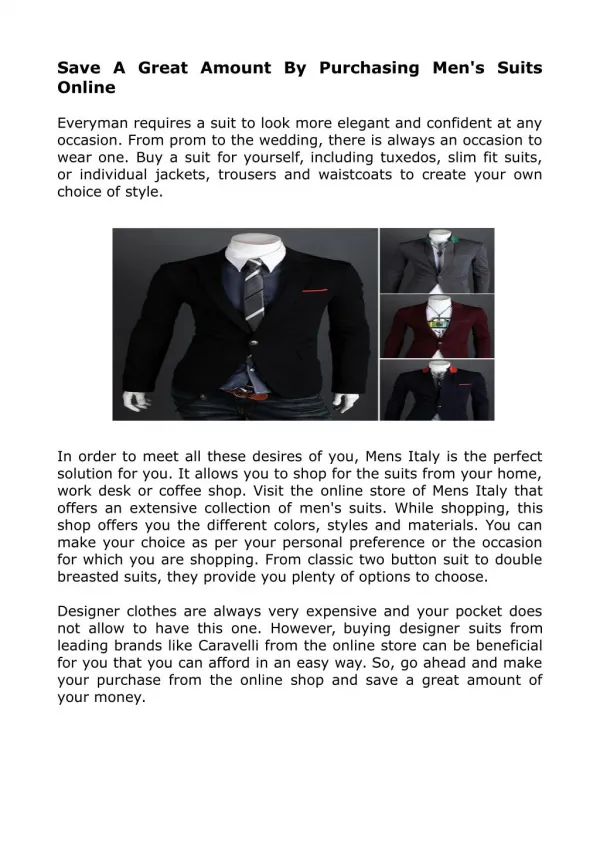 Buy Cheap Men Suits online