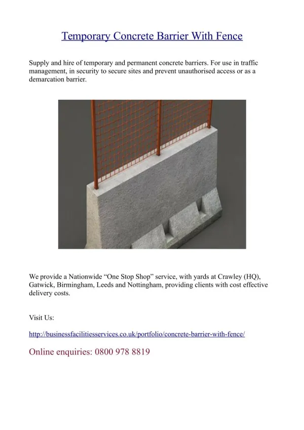 Temporary Concrete Barrier With Fence
