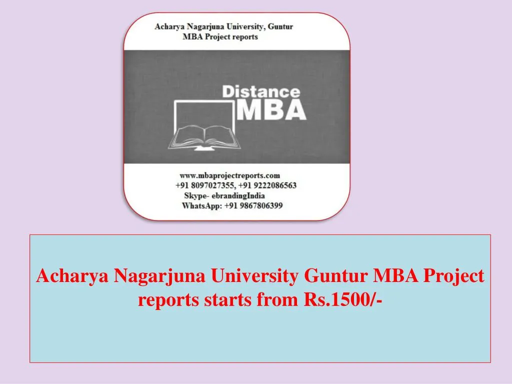 acharya nagarjuna university guntur mba project reports starts from rs 1500