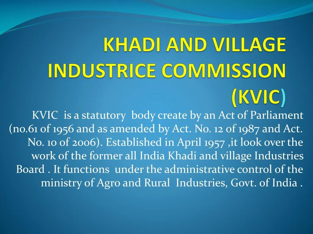 khadi and village industrice commission kvic