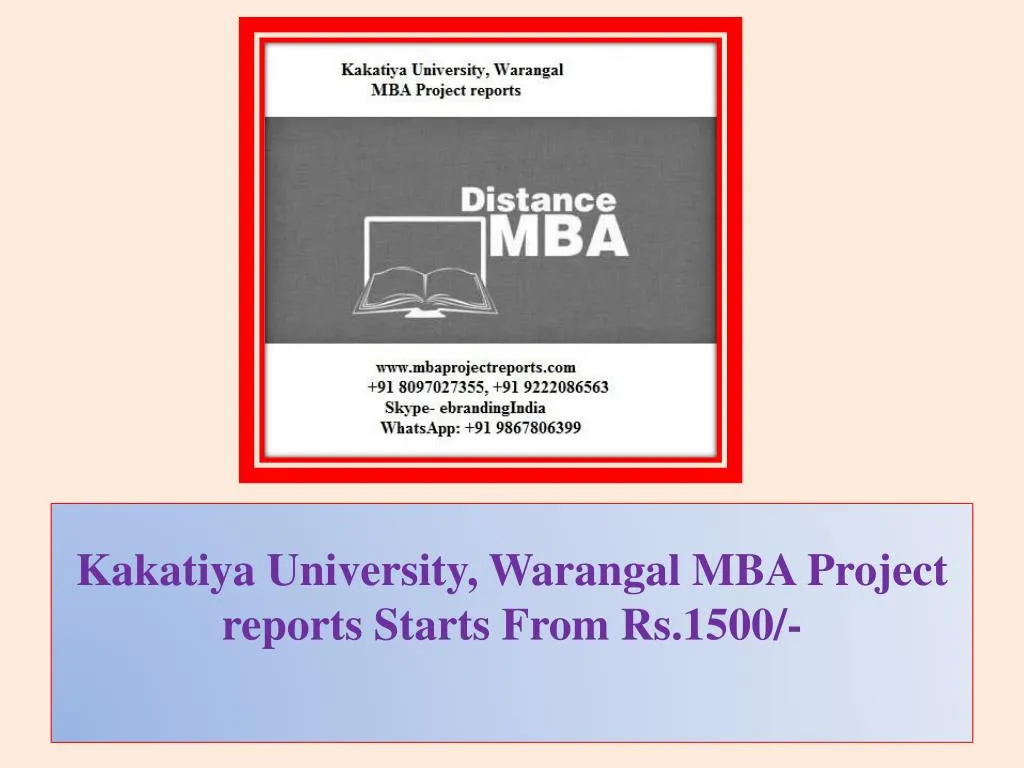 kakatiya university warangal mba project reports starts from rs 1500