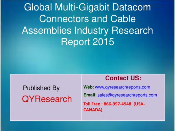Global Multi-Gigabit Datacom Connectors and Cable Assemblies Market 2015 Industry Growth, Research and Development
