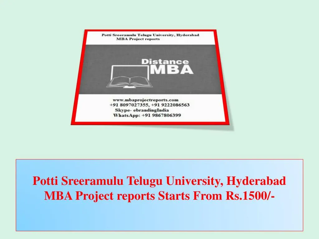 potti sreeramulu telugu university hyderabad mba project reports starts from rs 1500
