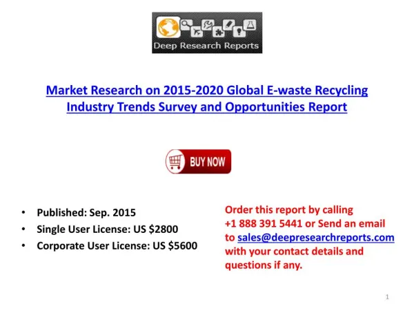 2015 Market Research Report on Global E-waste Recycling Industry