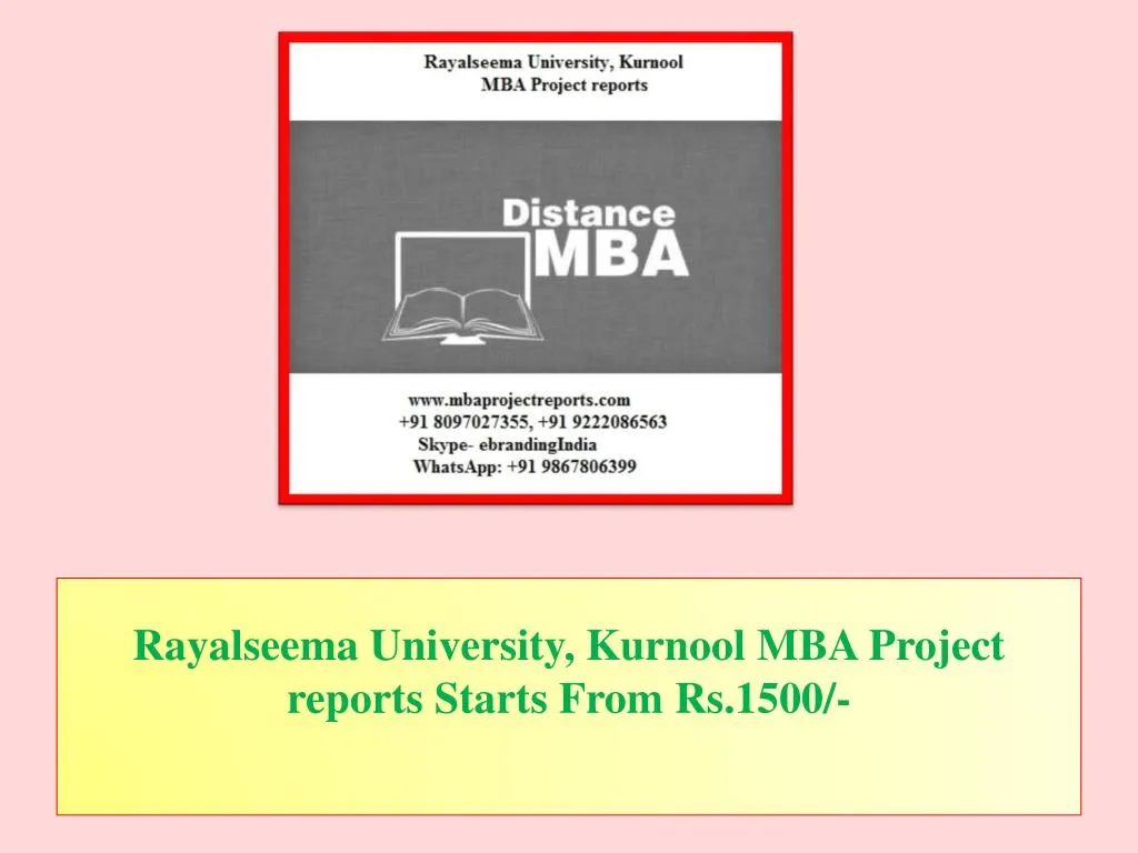 rayalseema university kurnool mba project reports starts from rs 1500
