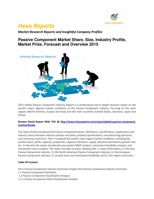 Global Passive Component Industry 2015 Market Size, Share, trends and Forecast 2015