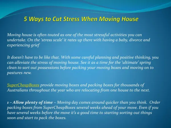 5 Ways to Cut Stress When Moving House